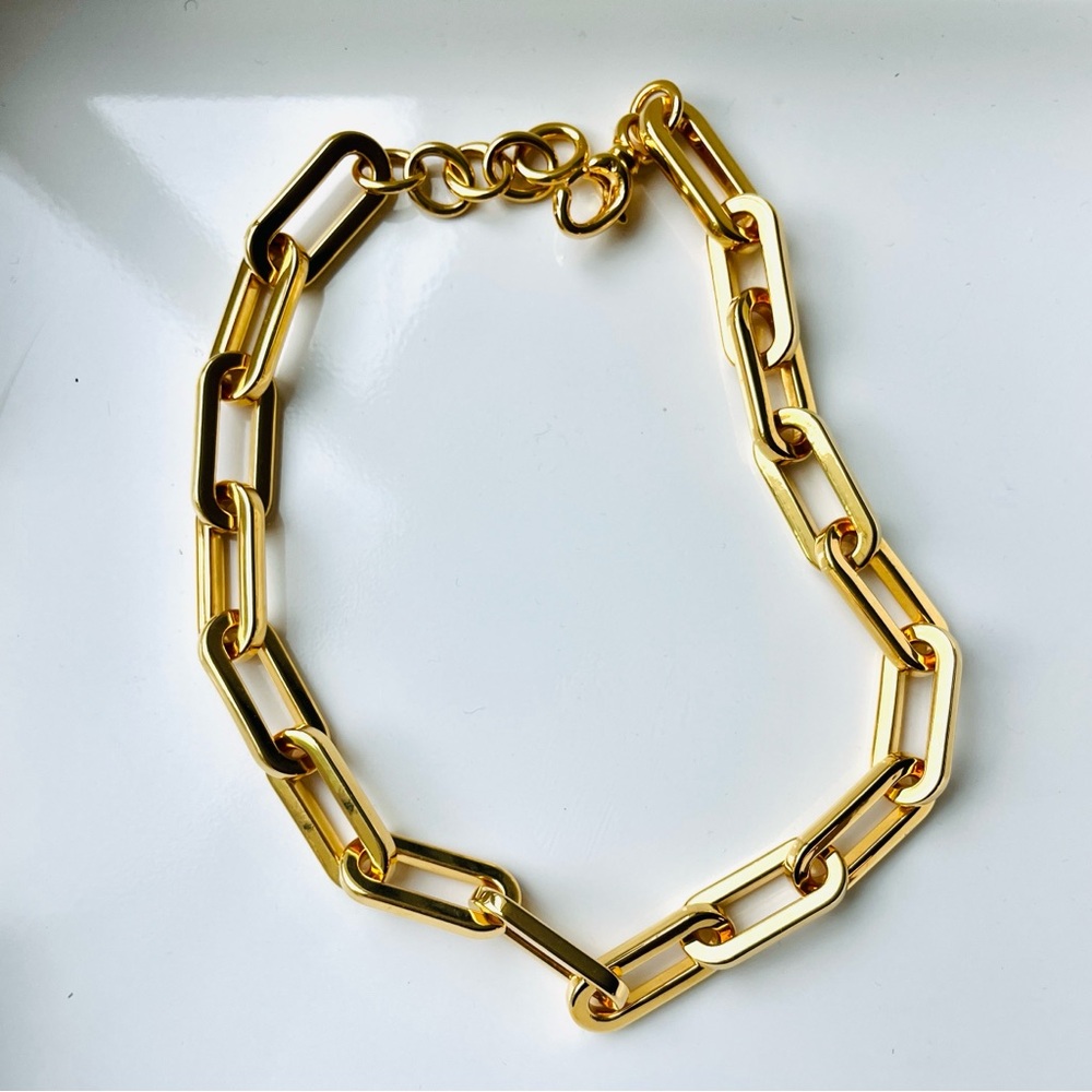 14k gold electroform, chunky oversized long link necklace
